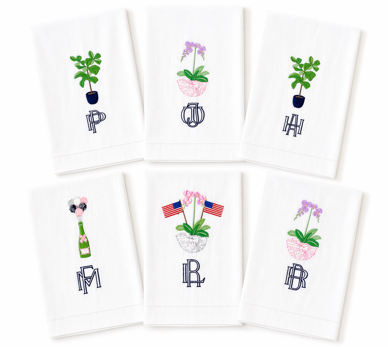 Monogrammed Linen Hemstitch Hand-towels